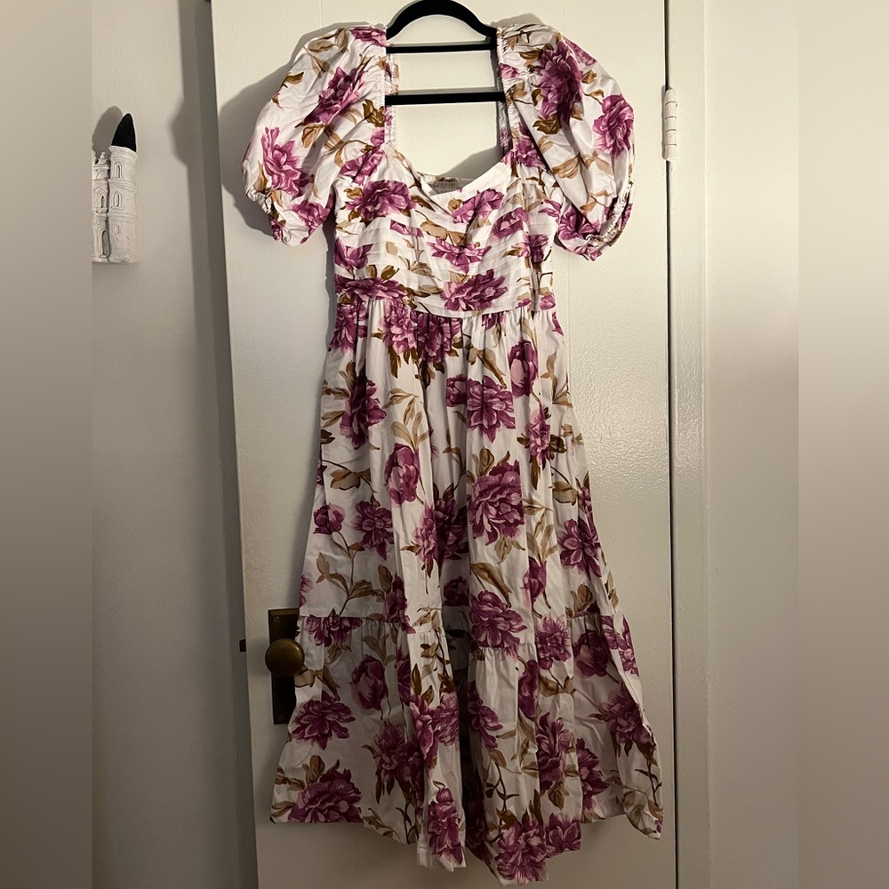 Abercrombie & Fitch Emerson Floral Midi Dress - Purple and White